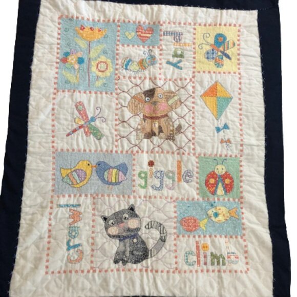 Handmade Cross Stich Baby Quilt #713-3 - Picture 1 of 8